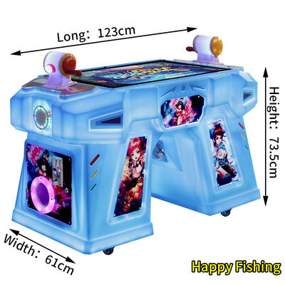 Blauwe munt bediende speelautomaat Two Person Arcade Fishing Joystick Game Console