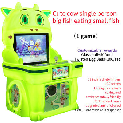 Schattige koe eenspeler met munten grote vis eet kleine vissen spelmachine 19 inch
