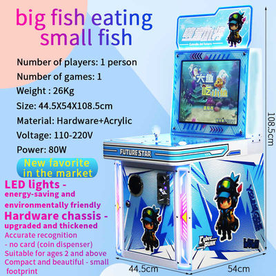 Grote vis eet kleine vissen Hongerige roofdier vis eet vis joystick munten bediende spelmachine