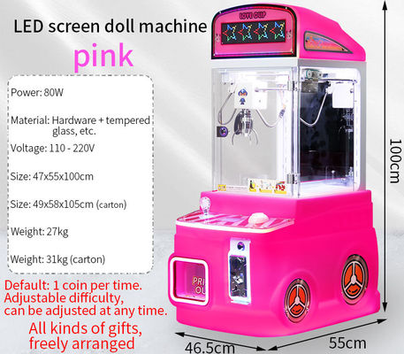 Roze Op Maat Gemaakte Mini Klauwen In Verschillende Kleuren Muntgestuurde Pluche Speelgoed Arcade Spel