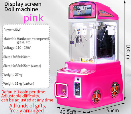 Mini Arcade Mini Claw Machine Roze met beeldscherm